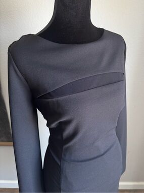 ANTONIO MELANI Black Long-Sleeve Sheath Dress with Front Yoke